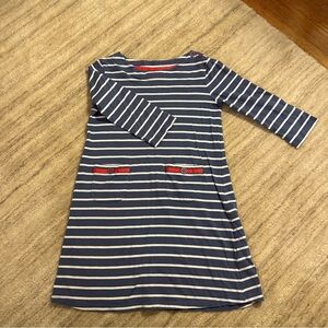 Mini boden Striped Navy and White Dress size 7-8 years